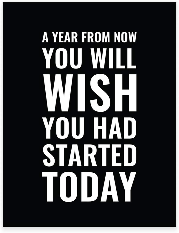 Gym Fitness Wall Art Collection, 8.5X11-Inch, a Year from Now You Will Wish You Had Started Today Poster Print, 1-Pack, Unframed