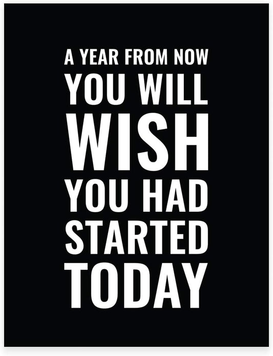 Gym Fitness Wall Art Collection, 8.5X11-Inch, a Year from Now You Will Wish You Had Started Today Poster Print, 1-Pack, Unframed